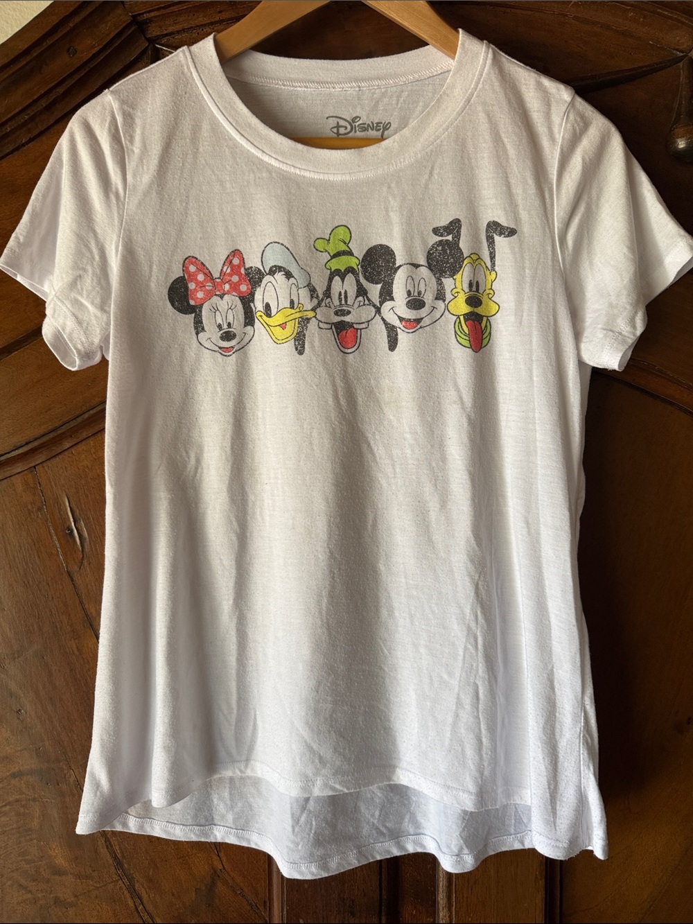 Disney White Short Sleeve Tee with Mickey, Minnie & Friends Faces